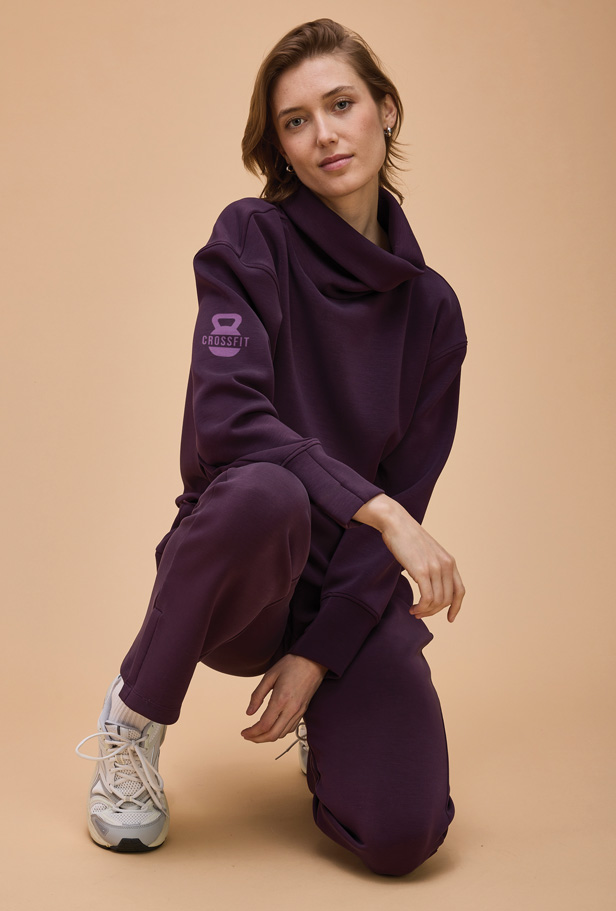 Funnel neck recycled poly/modal rayon/spandex top