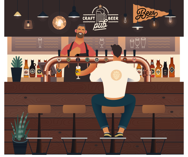 brew pub illustration