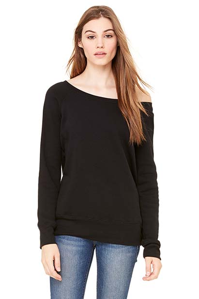 Wide-neck sponge fleece sweatshirt