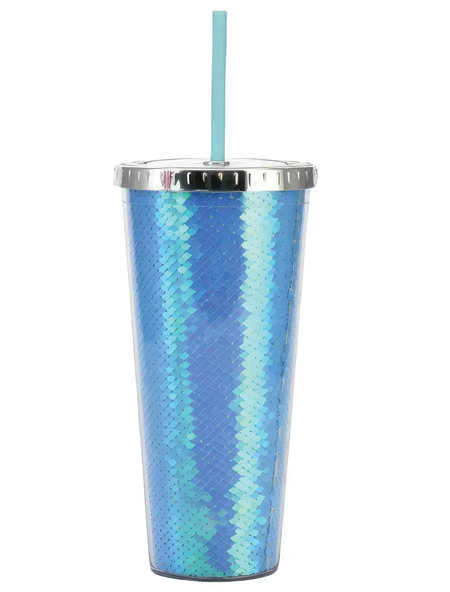 sequin tumbler with straw