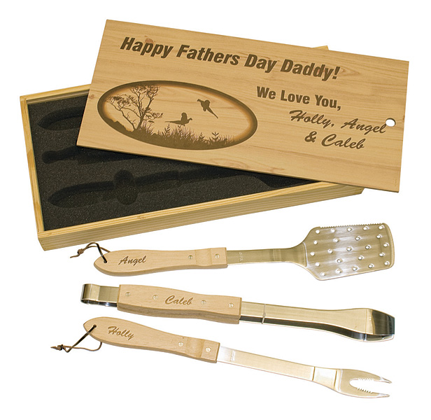 engraved BBQ tool gift set