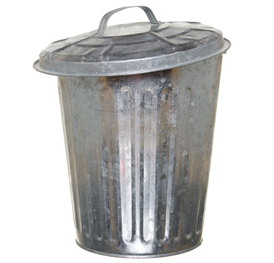 metal trash can