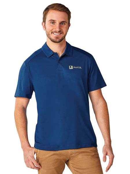 man wearing blue polo shirt