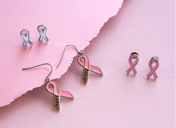 pink ribbon earrings