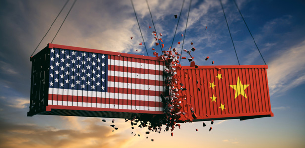 US and China cargo containers colliding