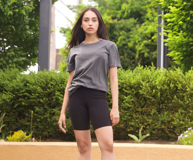 woman in t-shirt and shorts