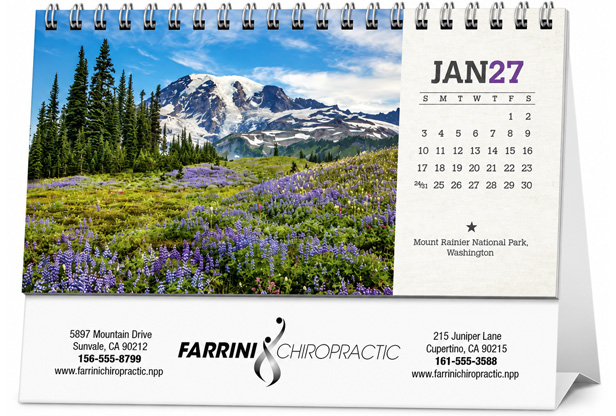 compact 12-month flip desk calendar