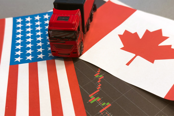US and Canadian flags