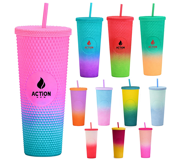 colorful plastic tumblers