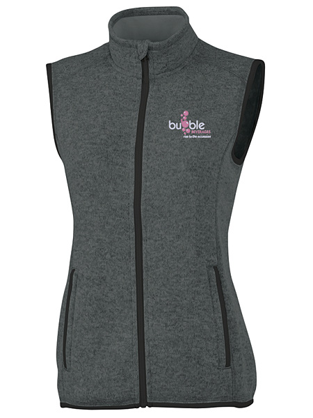 gray heathered fleece vest, full-zip