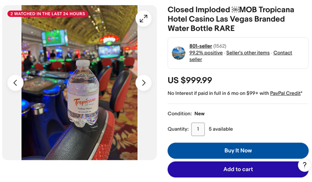 Tropicana water bottle for sale on Ebay