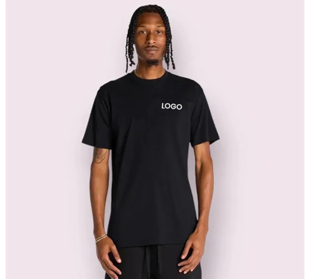 man wearing black t-shirt