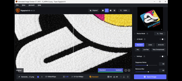 Topaz Gigapixel upscaled design