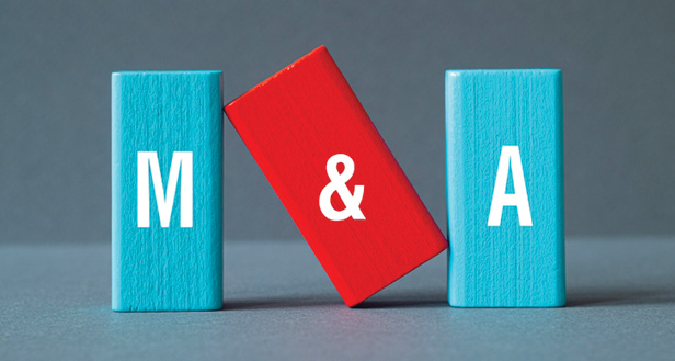 M&A on blue & red blocks