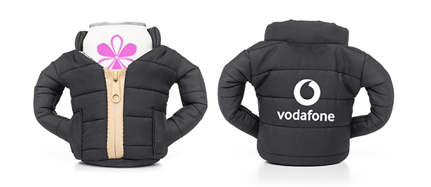 puffy jacket-shaped beverage holder