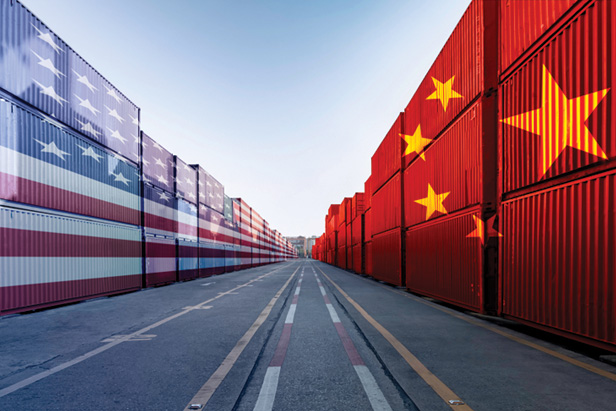 US and Chinese cargo containers