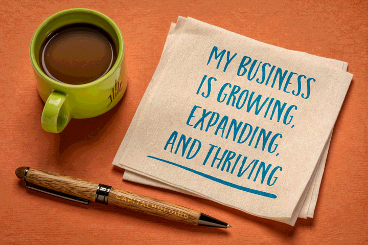 successfull business concept, coffee cup, pen, napkin