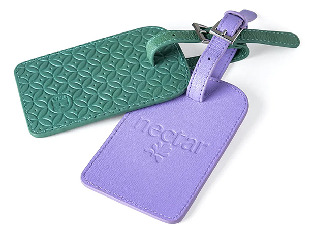 full-grain leather luggage tags
