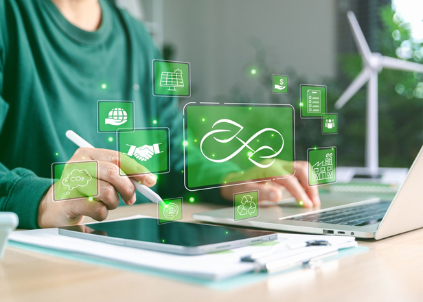 sustainability laptop stock image