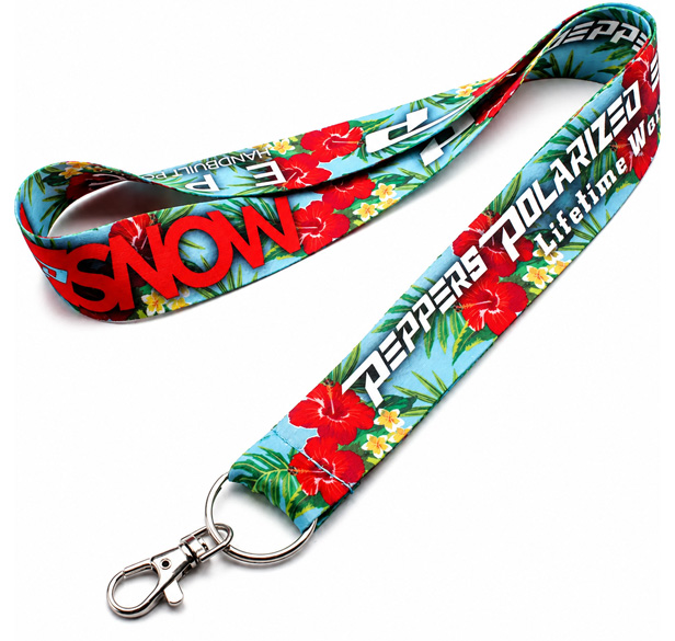 sublimated edge-to-edge, full-color lanyard
